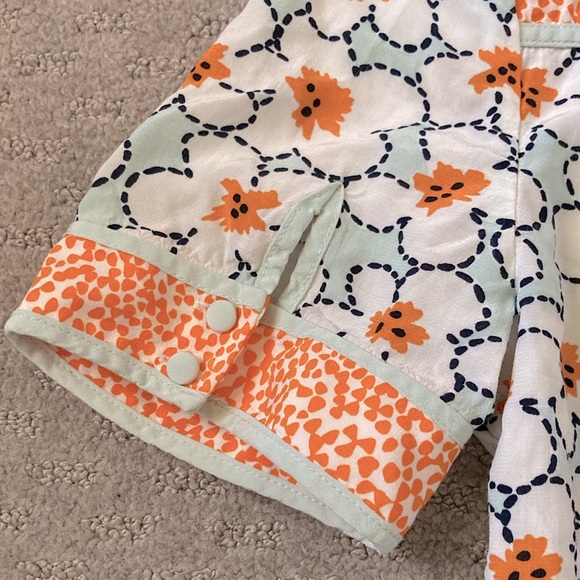 BODEN orange floral peplum blouse, Sz US 2. - Picture 3 of 7